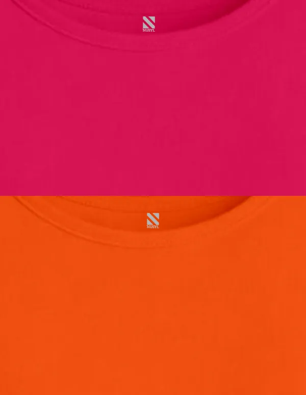 Nusyl_Girls_Orange_&_Hot_Pink_Cute_Unicorn_Text_Printed_Pack_Of_2_Dresses_Soft_&_Comfortable_Dresses_Cozy_Summer_Wear_For_Kids_&_Teen_Girls