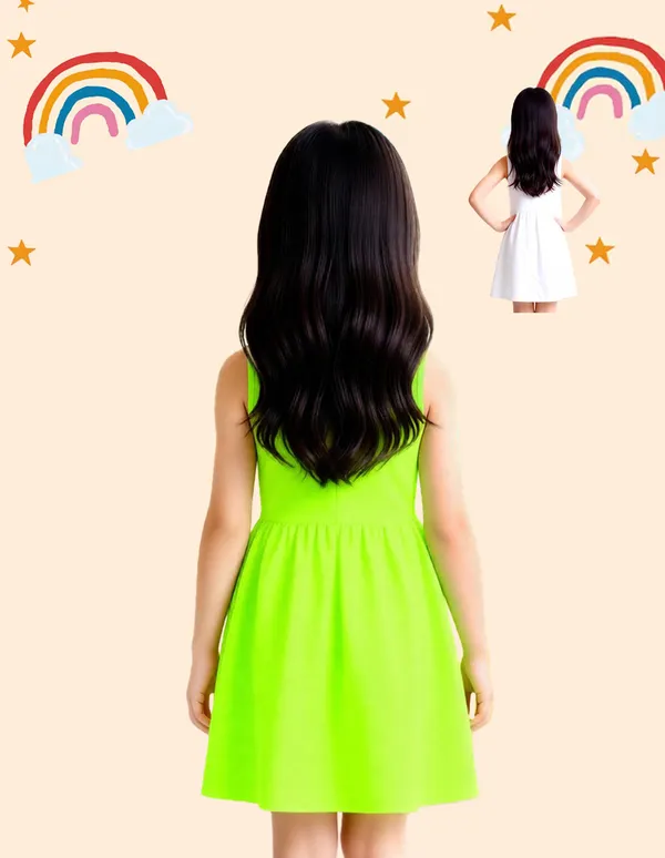 Nusyl_Girls_White_&_Green_Teddy_Printed_&_Unicorn_Printed_Pack_Of_2_Dresses_Soft_&_Comfortable_Dresses_Cozy_Summer_Wear_For_Kids_&_Teen_Girls