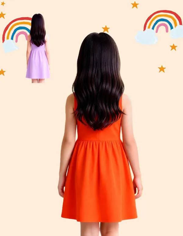 Nusyl_Girls_Lilac_&_Orange_Keep_Smiling_Text_Printed_Pack_Of_2_Dresses_Soft_&_Comfortable_Dresses_Cozy_Summer_Wear_For_Kids_&_Teen_Girls