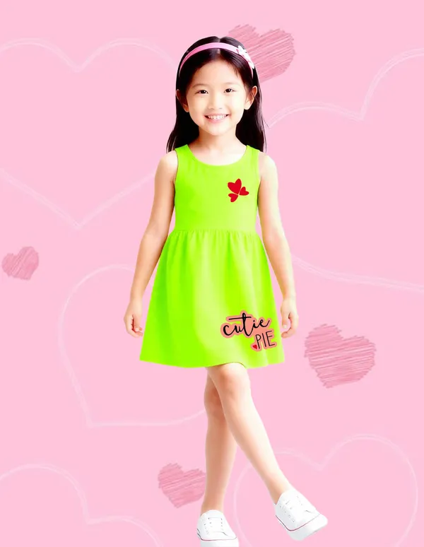 Nusyl_Girls_Green_&_Orange_Cutie_Pie_Text_Printed_Pack_Of_2_Dresses_Soft_&_Comfortable_Dresses_Cozy_Summer_Wear_For_Kids_&_Teen_Girls