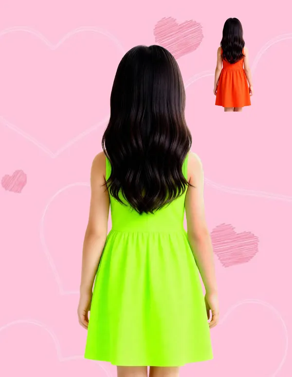 Nusyl_Girls_Green_&_Orange_Cutie_Pie_Text_Printed_Pack_Of_2_Dresses_Soft_&_Comfortable_Dresses_Cozy_Summer_Wear_For_Kids_&_Teen_Girls