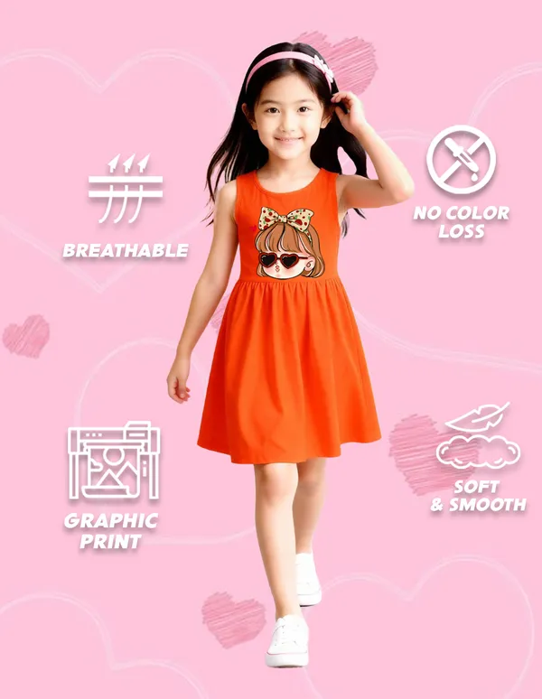 Nusyl_Girls_Green_&_Orange_Cutie_Pie_Text_Printed_Pack_Of_2_Dresses_Soft_&_Comfortable_Dresses_Cozy_Summer_Wear_For_Kids_&_Teen_Girls
