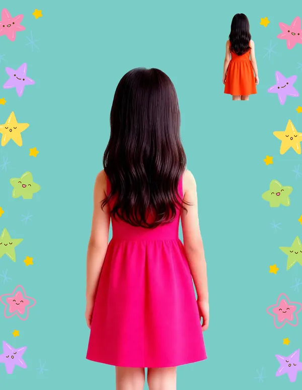 Nusyl_Girls_Orange_&_Hot_Pink_Teddy_Printed_&_Sweet_Text_Printed_Pack_Of_2_Dresses_Soft_&_Comfortable_Dresses_Cozy_Summer_Wear_For_Kids_&_Teen_Girls