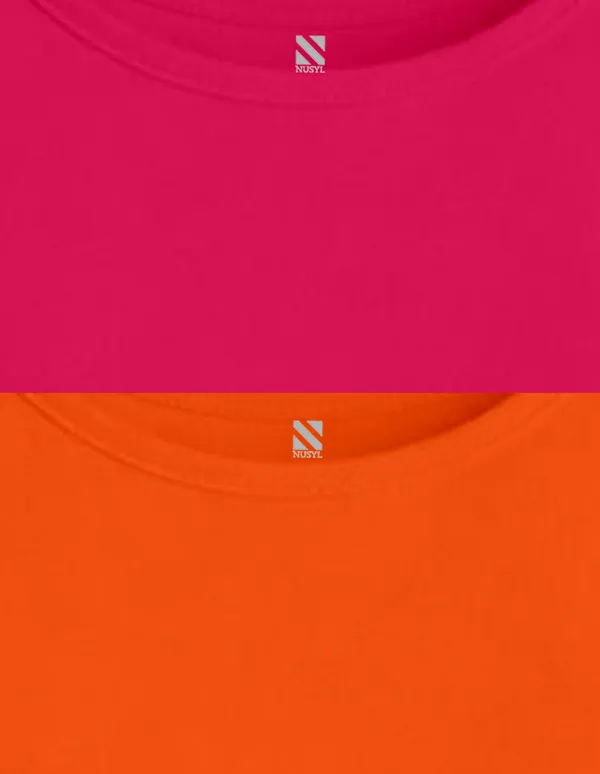 Nusyl_Girls_Orange_&_Hot_Pink_Teddy_Printed_&_Sweet_Text_Printed_Pack_Of_2_Dresses_Soft_&_Comfortable_Dresses_Cozy_Summer_Wear_For_Kids_&_Teen_Girls