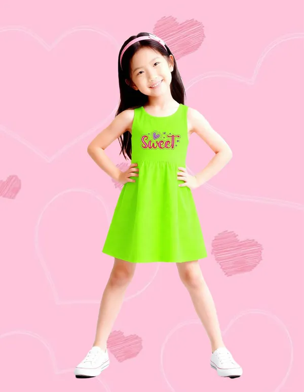 Nusyl_Girls_Green_&_Orange_Teddy_Printed_&_Bunny_Printed_Pack_Of_2_Dresses_Soft_&_Comfortable_Dresses_Cozy_Summer_Wear_For_Kids_&_Teen_Girls