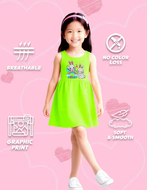 Nusyl_Girls_White_&_Green_Bunnies_Printed_&_Rainbow_Printed_Pack_Of_2_Dresses_Soft_&_Comfortable_Dresses_Cozy_Summer_Wear_For_Kids_&_Teen_Girls
