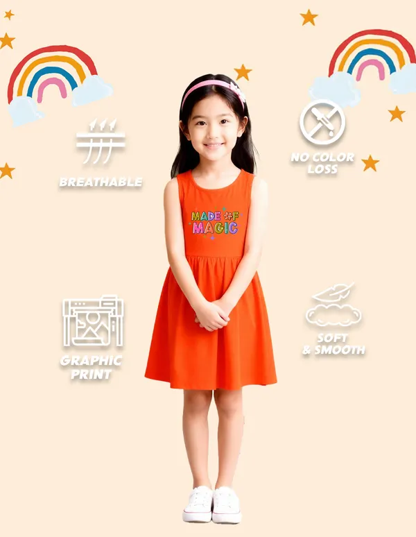 Nusyl_Girls_Orange_&_Lilac_Made_Of_Magic_Text_Printed_Pack_Of_2_Dresses_Soft_&_Comfortable_Dresses_Cozy_Summer_Wear_For_Kids_&_Teen_Girls