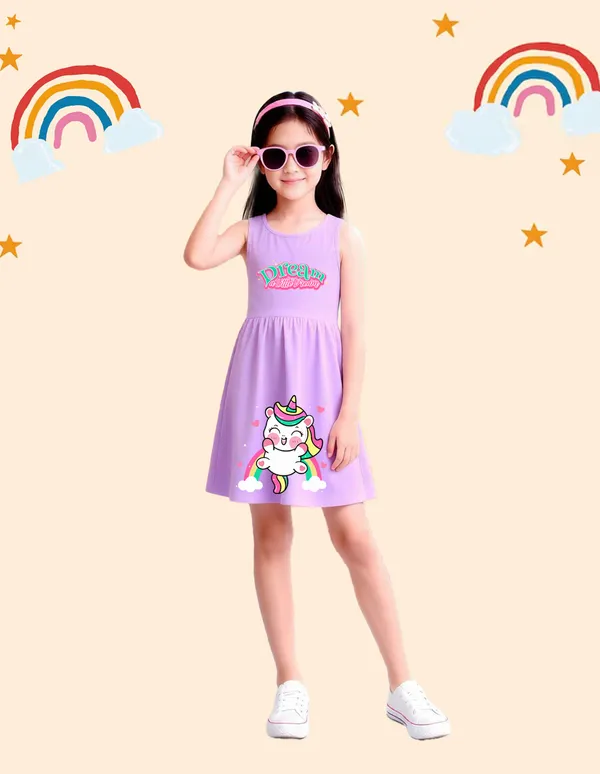 Nusyl_Girls_Orange_&_Lilac_Made_Of_Magic_Text_Printed_Pack_Of_2_Dresses_Soft_&_Comfortable_Dresses_Cozy_Summer_Wear_For_Kids_&_Teen_Girls