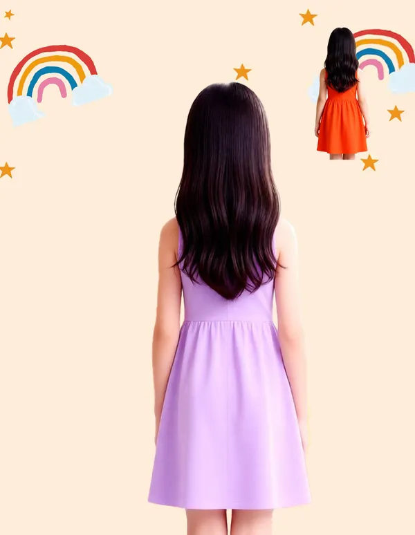 Nusyl_Girls_Orange_&_Lilac_Made_Of_Magic_Text_Printed_Pack_Of_2_Dresses_Soft_&_Comfortable_Dresses_Cozy_Summer_Wear_For_Kids_&_Teen_Girls