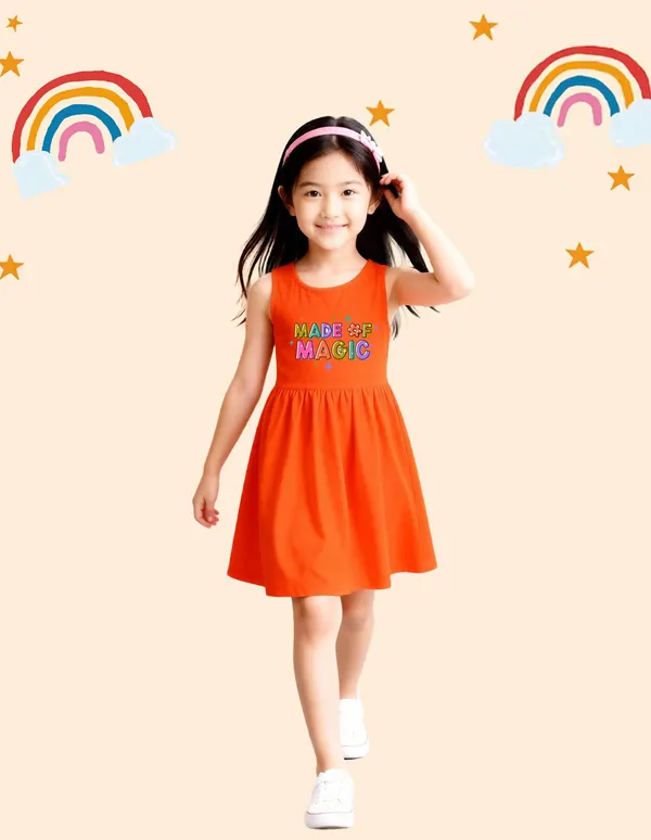 Nusyl_Girls_Orange_&_Lilac_Made_Of_Magic_Text_Printed_Pack_Of_2_Dresses_Soft_&_Comfortable_Dresses_Cozy_Summer_Wear_For_Kids_&_Teen_Girls