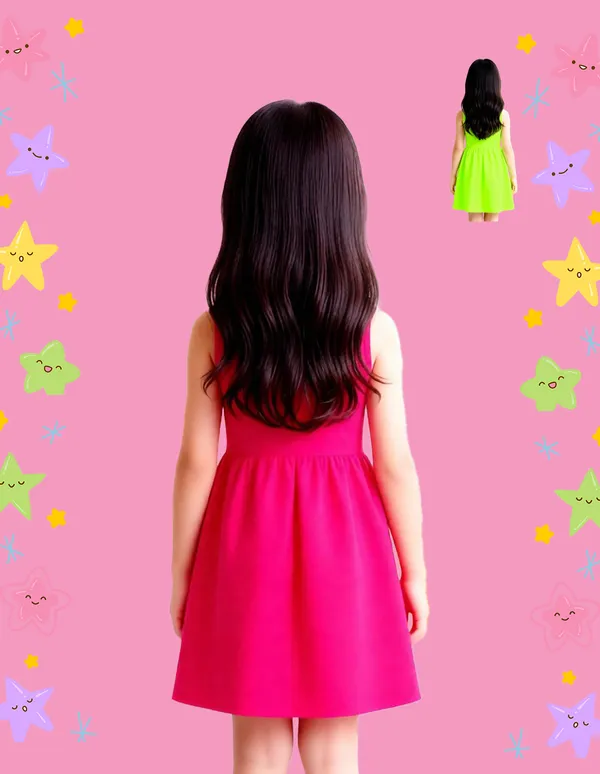 Nusyl_Girls_Green_&_Hot_Pink_Cake_It_Easy_Text_Printed_Pack_Of_2_Dresses_Soft_&_Comfortable_Dresses_Cozy_Summer_Wear_For_Kids_&_Teen_Girls