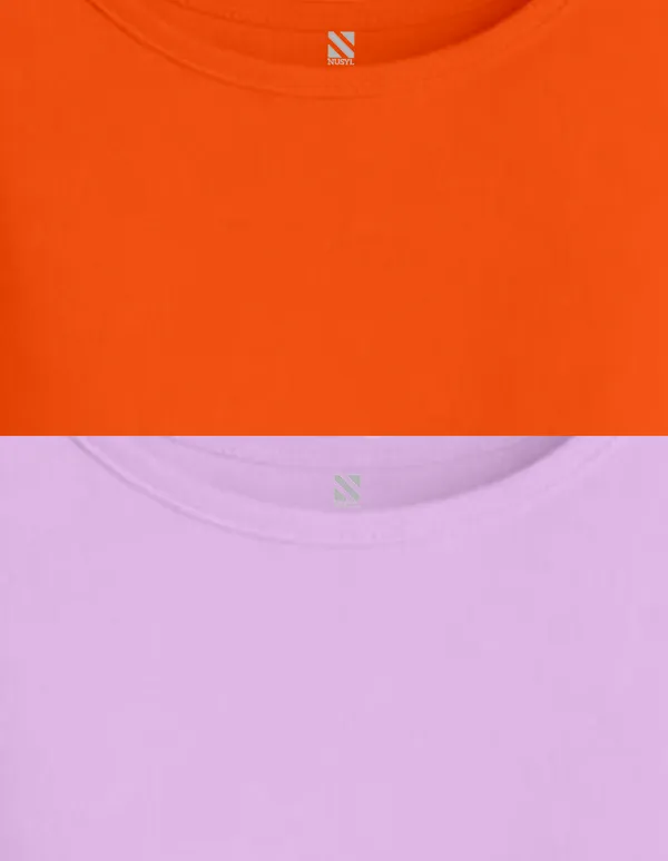 Nusyl_Girls_Orange_&_Lilac_Donut_Worry_Be_Happy_Text_Printed_Pack_Of_2_Dresses_Soft_&_Comfortable_Dresses_Cozy_Summer_Wear_For_Kids_&_Teen_Girls