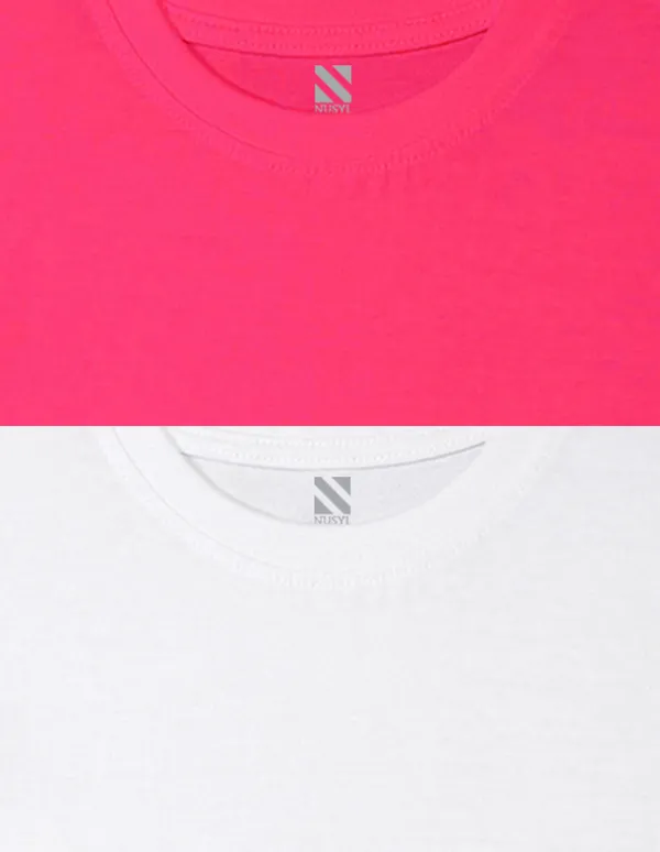 Nusyl_Girl_White_&_Hot_Pink_Solid_Drop_Shoulder_T_Shirts_Pack_Of_2_Soft_&_Comfortable_Drop_Shoulder_T_Shirts_Cozy_Summer_Wear_For_Kids_&_Teen_Girls