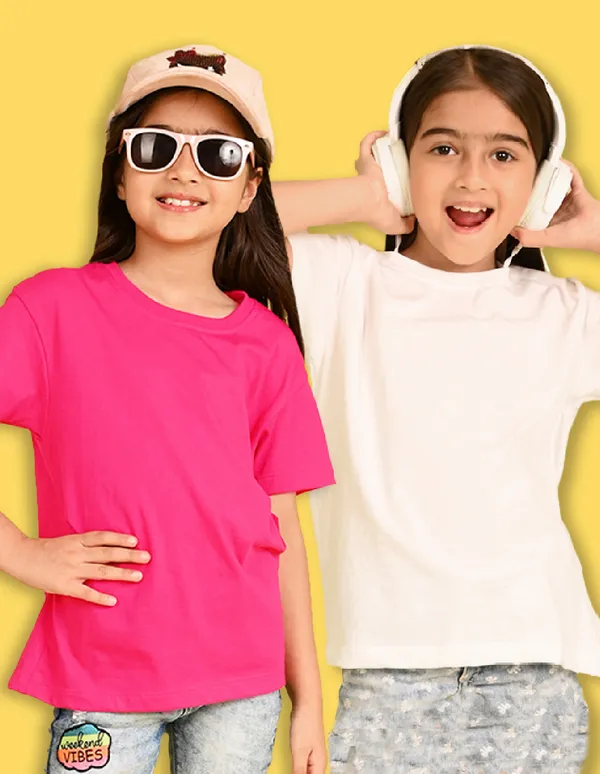 Nusyl_Girl_White_&_Hot_Pink_Solid_Drop_Shoulder_T_Shirts_Pack_Of_2_Soft_&_Comfortable_Drop_Shoulder_T_Shirts_Cozy_Summer_Wear_For_Kids_&_Teen_Girls