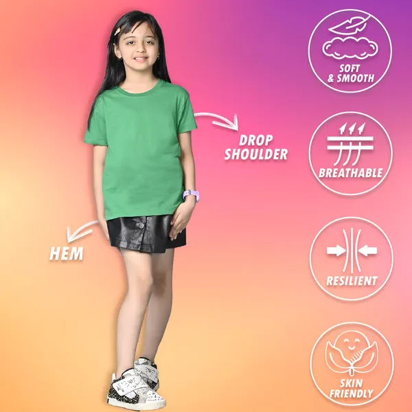 Nusyl_Girl_White_&_Green_Solid_Drop_Shoulder_T_Shirts_Pack_Of_2_Soft_&_Comfortable_Drop_Shoulder_T_Shirts_Cozy_Summer_Wear_For_Kids_&_Teen_Girls