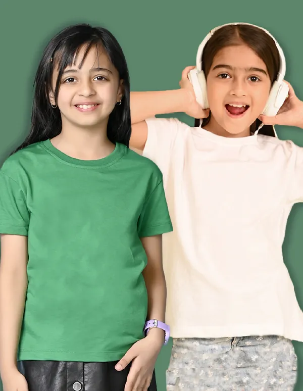 Nusyl_Girl_White_&_Green_Solid_Drop_Shoulder_T_Shirts_Pack_Of_2_Soft_&_Comfortable_Drop_Shoulder_T_Shirts_Cozy_Summer_Wear_For_Kids_&_Teen_Girls