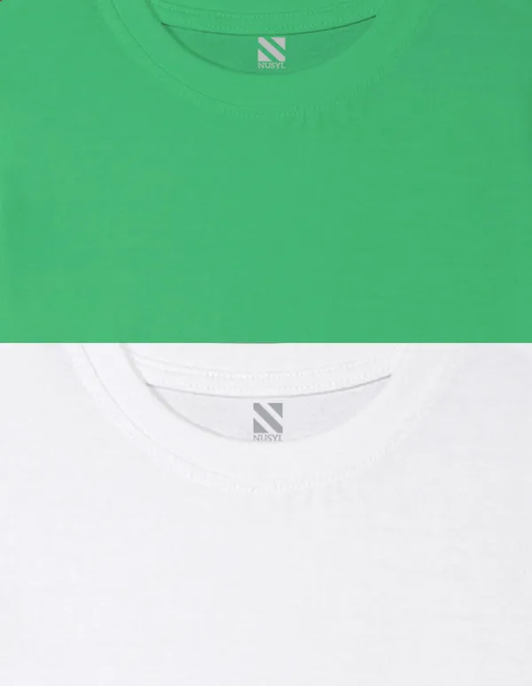 Nusyl_Girl_White_&_Green_Solid_Drop_Shoulder_T_Shirts_Pack_Of_2_Soft_&_Comfortable_Drop_Shoulder_T_Shirts_Cozy_Summer_Wear_For_Kids_&_Teen_Girls