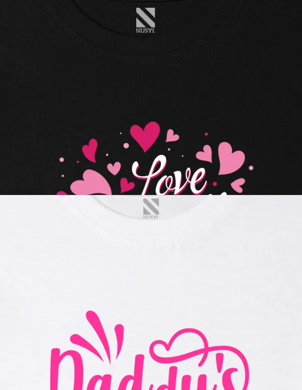 Nusyl_Girl_Black_&_White_Love_Text_Printed_&_Daddy_Little_Text_Printed_Drop_Shoulder_T_Shirts_Pack_Of_2_Soft_&_Comfortable_Drop_Shoulder_T_Shirts_Cozy_Summer_Wear_For_Kids_&_Teen_Girls