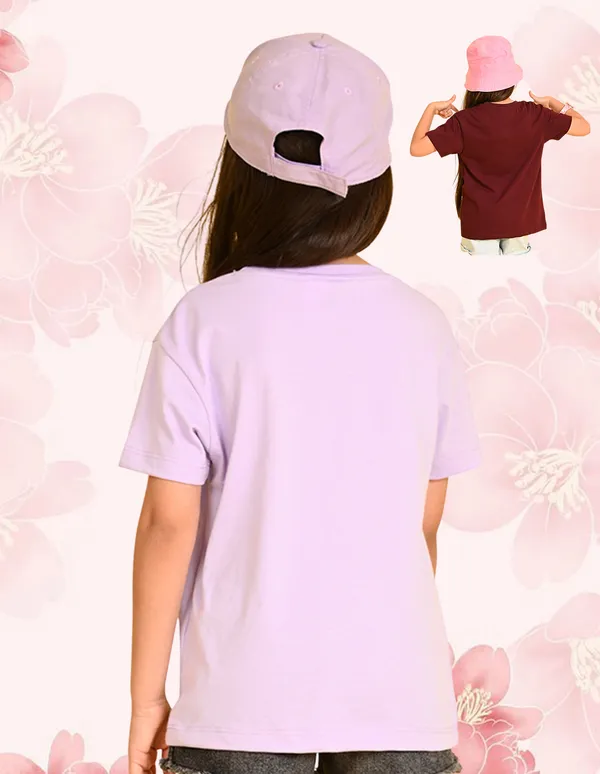 Nusyl_Girl_Lilac_&_Wine_Cats_Printed_Drop_Shoulder_T_Shirts_Pack_Of_2_Soft_&_Comfortable_Drop_Shoulder_T_Shirts_Cozy_Summer_Wear_For_Kids_&_Teen_Girls
