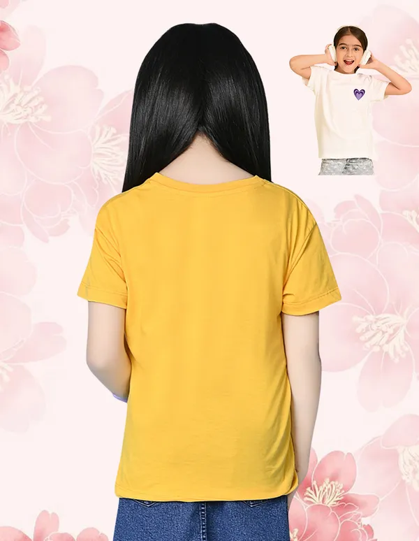 Nusyl_Girl_White_&_Yellow_Awesome_Girl_Text_Printed_&_Girl_Printed_Drop_Shoulder_T_Shirts_Pack_Of_2_Soft_&_Comfortable_Drop_Shoulder_T_Shirts_Cozy_Summer_Wear_For_Kids_&_Teen_Girls