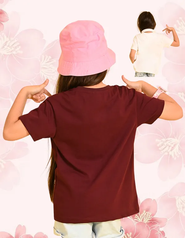 Nusyl_Girl_White_&_Wine_Girl_Printed_&_Love_Text_Printed_Drop_Shoulder_T_Shirts_Pack_Of_2_Soft_&_Comfortable_Drop_Shoulder_T_Shirts_Cozy_Summer_Wear_For_Kids_&_Teen_Girls