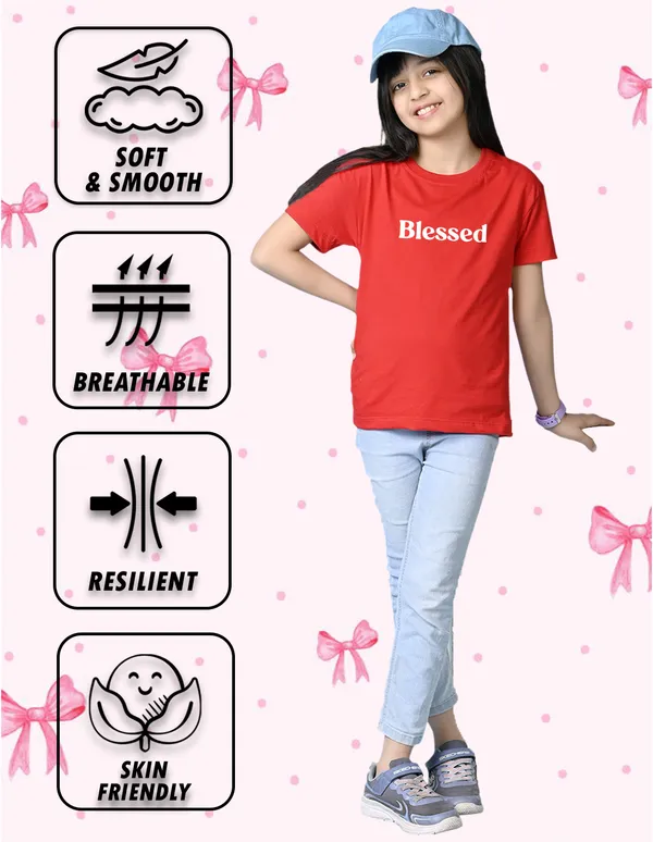 Nusyl_Girl_White_&_Red_Girls_Printed_&_Blessed_Text_Printed_Drop_Shoulder_T_Shirts_Pack_Of_2_Soft_&_Comfortable_Drop_Shoulder_T_Shirts_Cozy_Summer_Wear_For_Kids_&_Teen_Girls