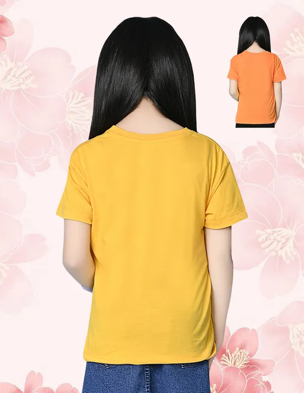 Nusyl_Girl_Orange_&_Yellow_Bunny_Printed_&_Summer_Text_Printed_Drop_Shoulder_T_Shirts_Pack_Of_2_Soft_&_Comfortable_Drop_Shoulder_T_Shirts_Cozy_Summer_Wear_For_Kids_&_Teen_Girls