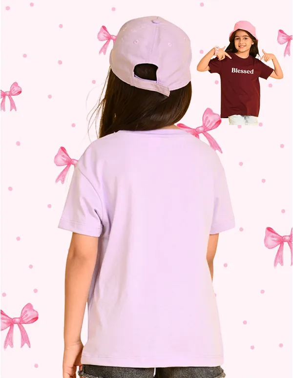 Nusyl_Girl_Lilac_&_Wine_Life_Is_Good_Text_Printed_&_Swag_Text_Printed_Drop_Shoulder_T_Shirts_Pack_Of_2_Soft_&_Comfortable_Drop_Shoulder_T_Shirts_Cozy_Summer_Wear_For_Kids_&_Teen_Girls