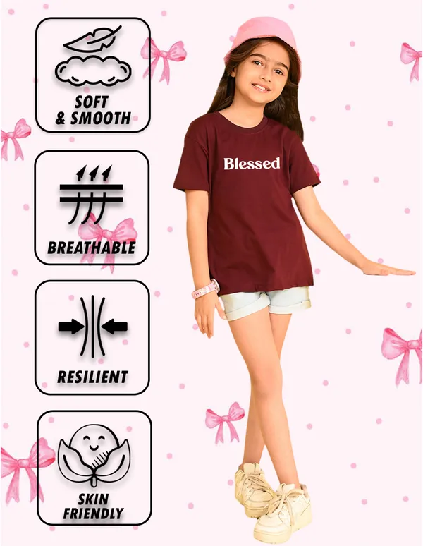 Nusyl_Girl_Lilac_&_Wine_Life_Is_Good_Text_Printed_&_Swag_Text_Printed_Drop_Shoulder_T_Shirts_Pack_Of_2_Soft_&_Comfortable_Drop_Shoulder_T_Shirts_Cozy_Summer_Wear_For_Kids_&_Teen_Girls