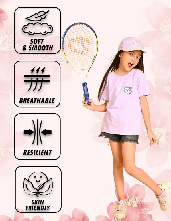 Nusyl_Girl_Hot_Pink_&_Lilac_Girls_Printed_&_Cat_Printed_Drop_Shoulder_T_Shirts_Pack_Of_2_Soft_&_Comfortable_Drop_Shoulder_T_Shirts_Cozy_Summer_Wear_For_Kids_&_Teen_Girls