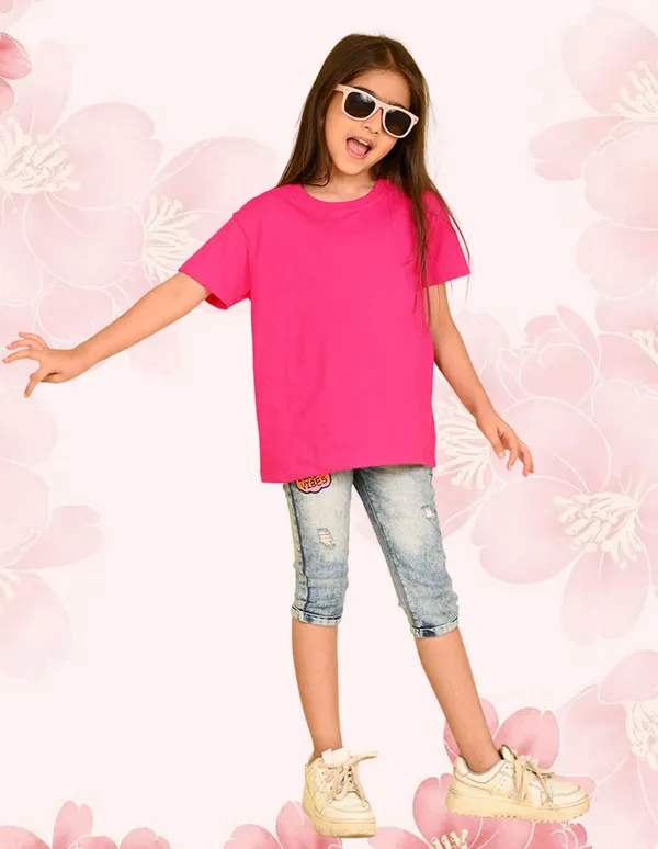 Nusyl_Girl_Hot_Pink_&_Lilac_Girls_Printed_&_Cat_Printed_Drop_Shoulder_T_Shirts_Pack_Of_2_Soft_&_Comfortable_Drop_Shoulder_T_Shirts_Cozy_Summer_Wear_For_Kids_&_Teen_Girls