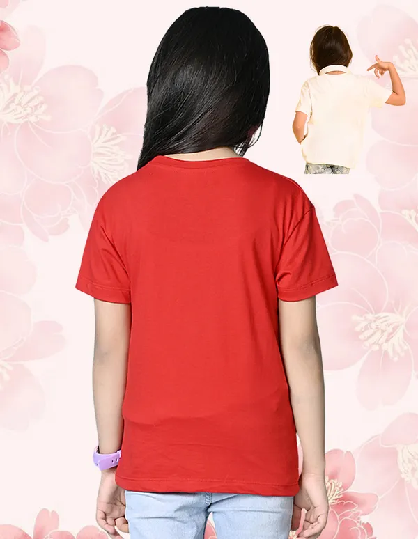 Nusyl_Girl_Red_&_White_Cats_Printed_&_Girl_Printed_Drop_Shoulder_T_Shirts_Pack_Of_2_Soft_&_Comfortable_Drop_Shoulder_T_Shirts_Cozy_Summer_Wear_For_Kids_&_Teen_Girls