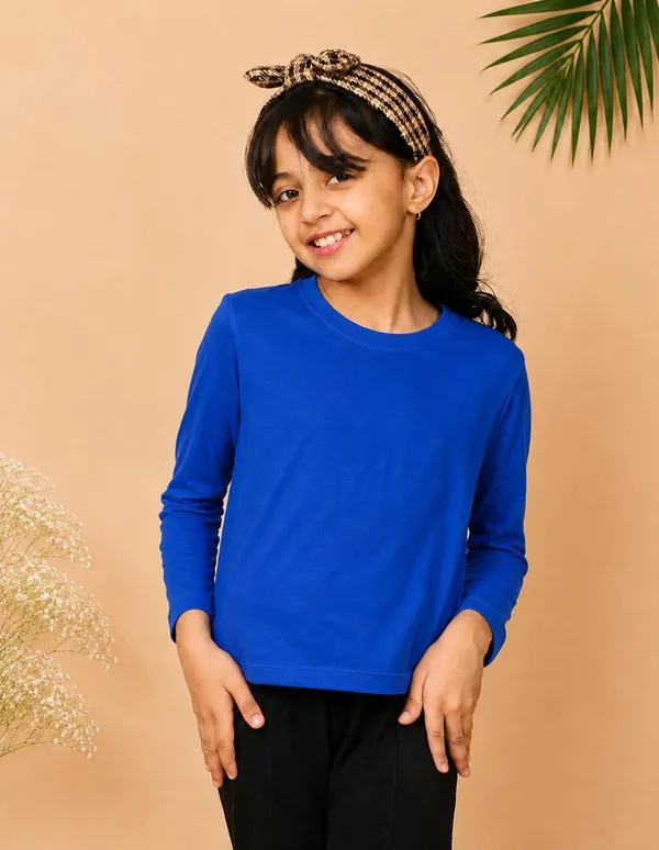 Nusyl_Girls_Royal_Blue,_Sky_Blue_and_Lilac_Solid_Round_Neck_Full_Sleeves_T-Shirt