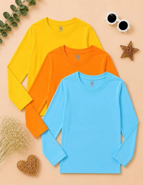 Nusyl_Girls_Yellow,_Orange_and_Sky_Blue_Solid_Round_Neck_Full_Sleeves_T-Shirt