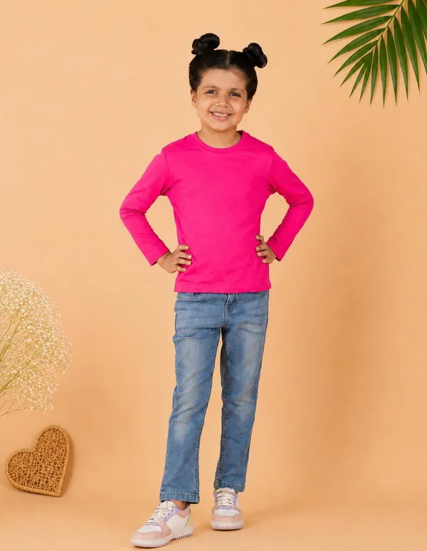 Nusyl_Girls_Hot_Pink,_Sky_Blue_and_Orange_Solid_Round_Neck_Full_Sleeves_T-Shirt