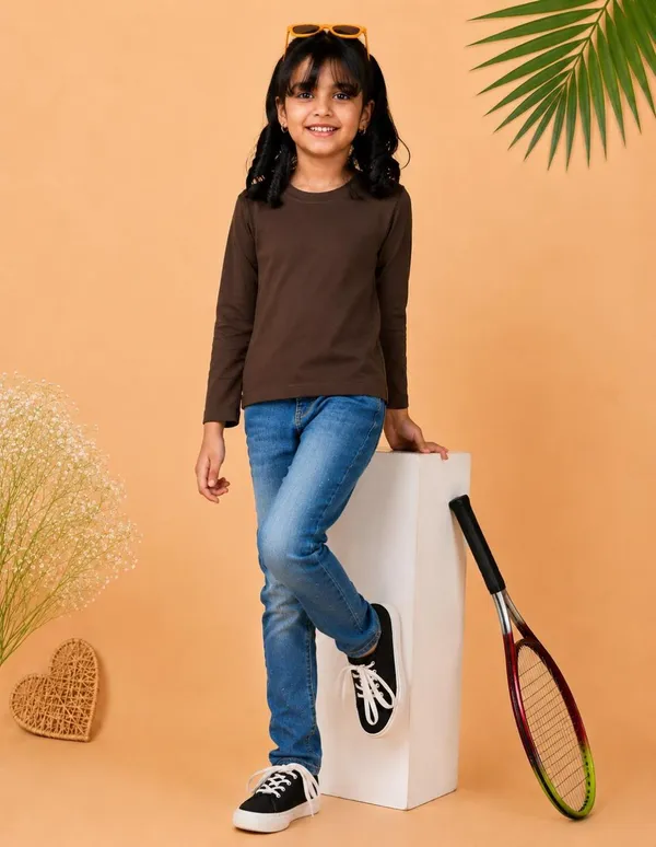 Nusyl_Girls_Black,_White_and_Brown_Solid_Round_Neck_Full_Sleeves_T-Shirt