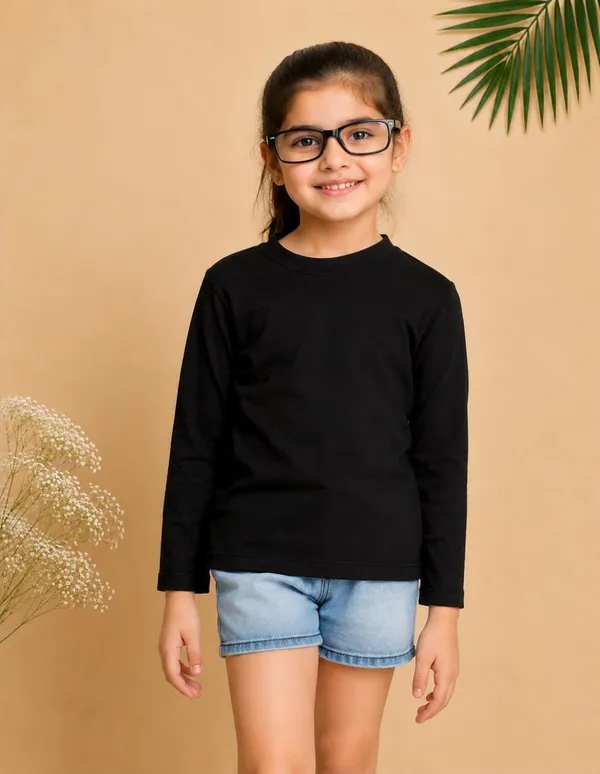Nusyl_Girls_Black,_White_and_Brown_Solid_Round_Neck_Full_Sleeves_T-Shirt