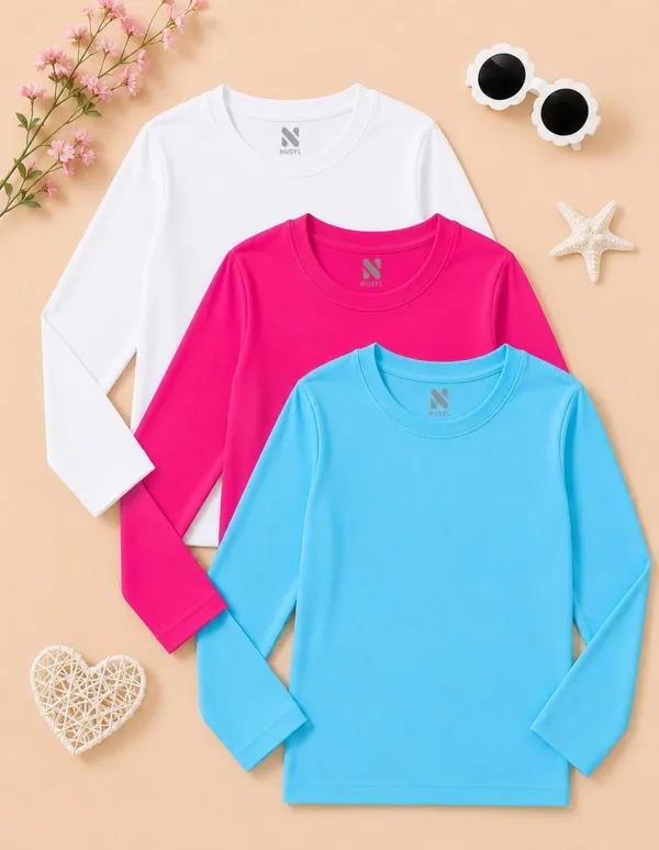 Nusyl_Girls_White,_Hot_Pink_and_Sky_Blue_Solid_Round_Neck_Full_Sleeves_T-Shirt