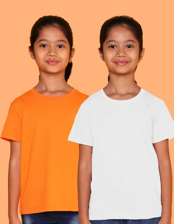 Nusyl_Girl_White_&_Orange_Solid_Regular_T_Shirts_Pack_Of_2_Soft_&_Comfortable_Half_Sleeves_Regular_T_Shirts_Cozy_Summer_Wear_For_Kids_&_Teen_Girls