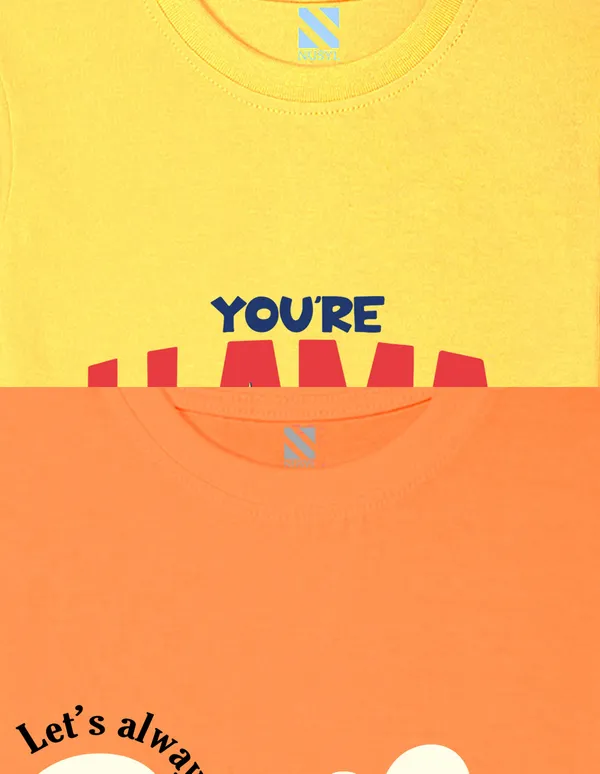 Nusyl_Girl_Yellow_&_Orange_Llamazing_Text_Printed_&_Smile_Text_Printed_Half_Sleeves_Pack_Of_2_T_Shirts_Soft_&_Comfortable_Half_Sleeve_T_Shirts_Cozy_Summer_Wear_For_Kids_&_Teen_Girls