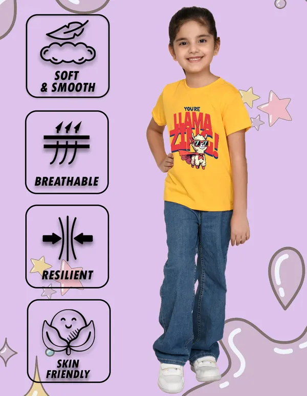 Nusyl_Girl_Yellow_&_Orange_Llamazing_Text_Printed_&_Smile_Text_Printed_Half_Sleeves_Pack_Of_2_T_Shirts_Soft_&_Comfortable_Half_Sleeve_T_Shirts_Cozy_Summer_Wear_For_Kids_&_Teen_Girls