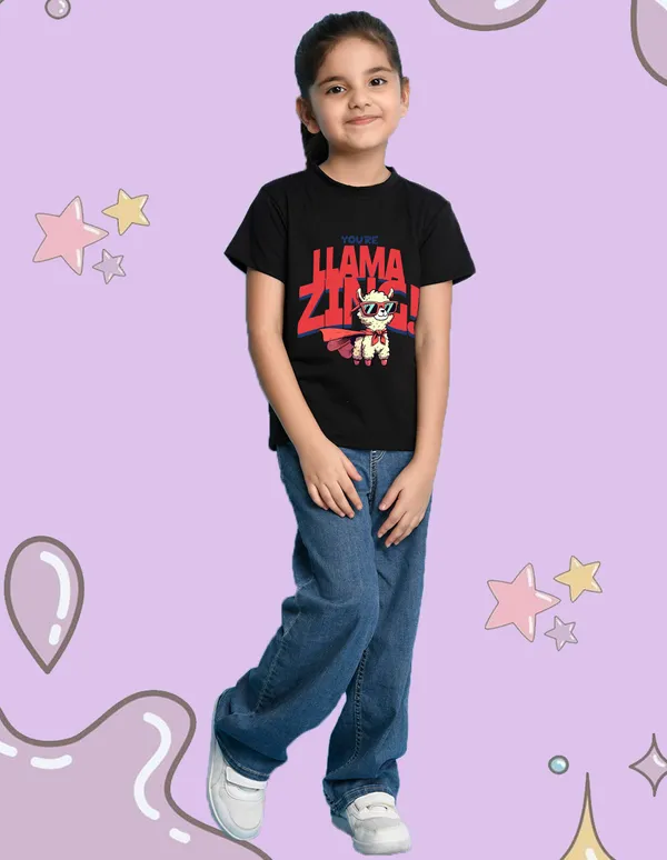 Nusyl_Girl_Black_&_White_Llamazing_Text_Printed_&_Keep_Smiling_Text_Printed_Half_Sleeves_Pack_Of_2_T_Shirts_Soft_&_Comfortable_Half_Sleeve_T_Shirts_Cozy_Summer_Wear_For_Kids_&_Teen_Girls