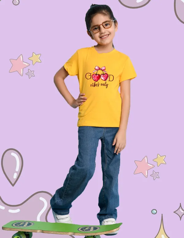 Nusyl_Girl_White_&_Yellow_Cat_Printed_&_Good_Vibes_Only_Text_Printed_Half_Sleeves_Pack_Of_2_T_Shirts_Soft_&_Comfortable_Half_Sleeve_T_Shirts_Cozy_Summer_Wear_For_Kids_&_Teen_Girls