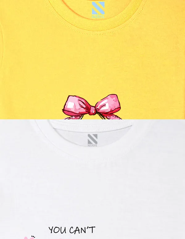 Nusyl_Girl_White_&_Yellow_Cat_Printed_&_Good_Vibes_Only_Text_Printed_Half_Sleeves_Pack_Of_2_T_Shirts_Soft_&_Comfortable_Half_Sleeve_T_Shirts_Cozy_Summer_Wear_For_Kids_&_Teen_Girls