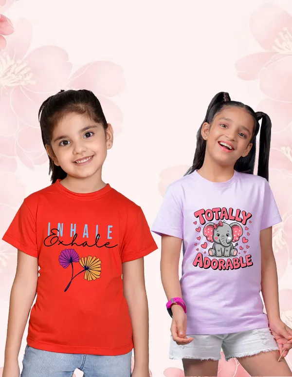 Nusyl_Girl_Red_&_Lilac_Inhale_Exhale_Text_Printed_&_Elephant_Printed_Half_Sleeves_Pack_Of_2_T_Shirts_Soft_&_Comfortable_Half_Sleeve_T_Shirts_Cozy_Summer_Wear_For_Kids_&_Teen_Girls