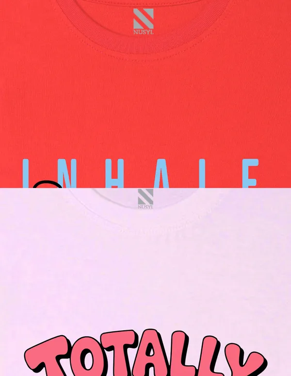 Nusyl_Girl_Red_&_Lilac_Inhale_Exhale_Text_Printed_&_Elephant_Printed_Half_Sleeves_Pack_Of_2_T_Shirts_Soft_&_Comfortable_Half_Sleeve_T_Shirts_Cozy_Summer_Wear_For_Kids_&_Teen_Girls