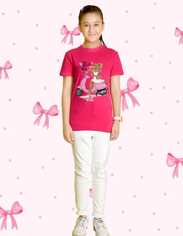 Nusyl_Girl_Hot_Pink_&_Orange_Girls_Printed_&_Scooter_Printed_Half_Sleeves_Pack_Of_2_T_Shirts_Soft_&_Comfortable_Half_Sleeve_T_Shirts_Cozy_Summer_Wear_For_Kids_&_Teen_Girls