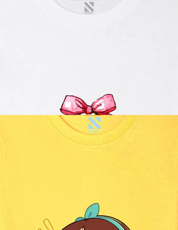 Nusyl_Girl_White_&_Yellow_Good_Vibes_Only_Text_Printed_&_Girl_Printed_Half_Sleeves_Pack_Of_2_T_Shirts_Soft_&_Comfortable_Half_Sleeve_T_Shirts_Cozy_Summer_Wear_For_Kids_&_Teen_Girls
