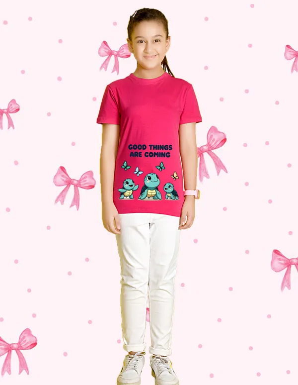 Nusyl_Girl_Beige_&_Hot_Pink_Cat_Printed_&_Butterfly_Printed_&_Turtles_Printed_Half_Sleeves_Pack_Of_2_T_Shirts_Soft_&_Comfortable_Half_Sleeve_T_Shirts_Cozy_Summer_Wear_For_Kids_&_Teen_Girls