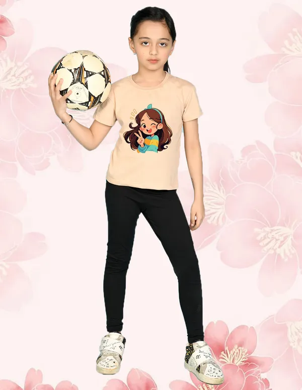 Nusyl_Girl_Beige_&_Black_Girl_Printed_&_Anime_Girl_Printed_Half_Sleeves_Pack_Of_2_T_Shirts_Soft_&_Comfortable_Half_Sleeve_T_Shirts_Cozy_Summer_Wear_For_Kids_&_Teen_Girls